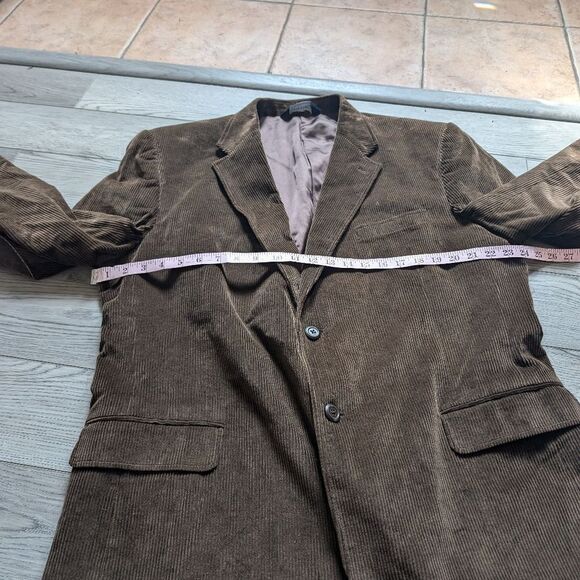 Stafford Brown Corduroy Elbow Patch Blazer Size 46L - Picture 9 of 11
